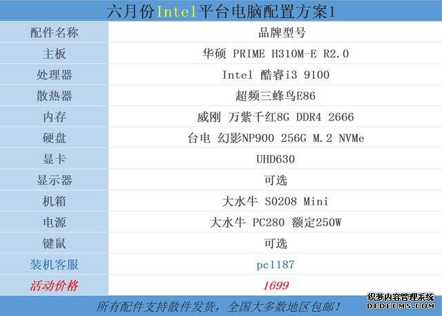 2020年6月十代酷睿來襲，英特爾平臺電腦配置分享，價(jià)格非常給力